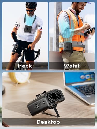Hanop Portable Waist Fan with 10000mAh Battery & 4 Speeds