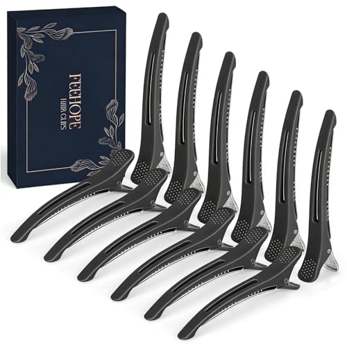 Hair Sectioning Clips - 12 Pack, 4.3 Inch Non-Slip for Salon Styling