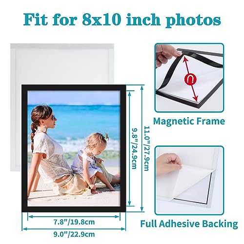 CRUGLA 8x10 Magnetic Picture Frames - Self-Adhesive Black Set
