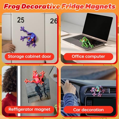 4PCS 3D Frog Fridge Magnets - Realistic Movable Joint Decor