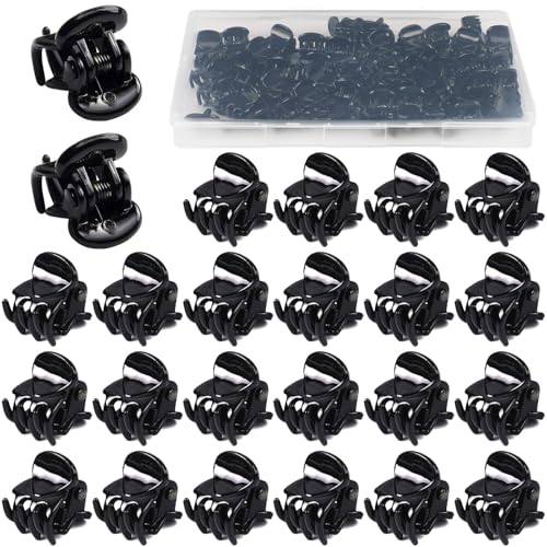 JANYUN 48Pcs Mini Black Hair Claw Clips - Strong Grip Non-Slip Accessories