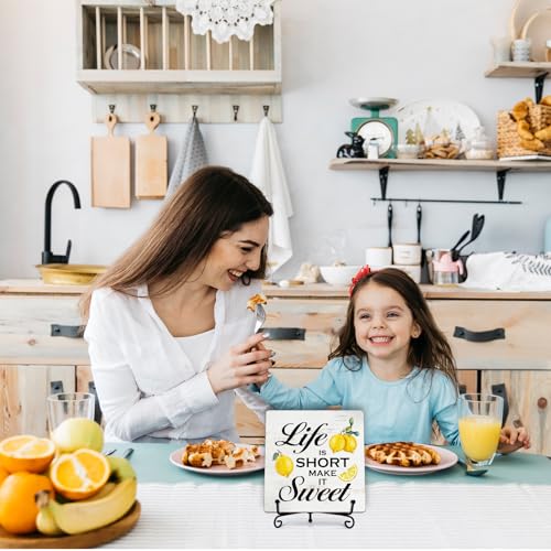 Rustic Lemon Kitchen Decor | Wooden Sign with Iron Stand