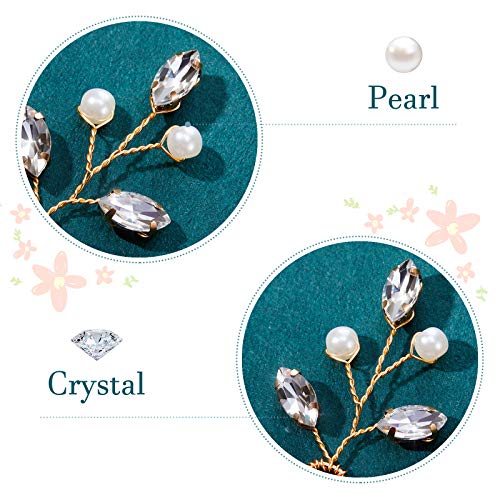 Syhood Gold Pearl Rhinestone Wedding Hair Pins Set – 6 pcs Bridal Hair Accessories