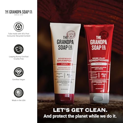 Grandpa's Rosemary & Lemongrass Purifying Shampoo - 8 Fl Oz, Vegan & Sulfate-Free