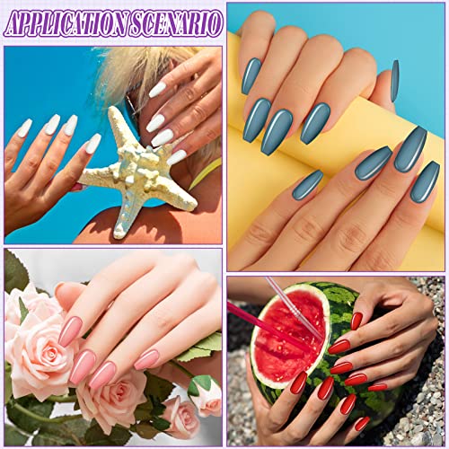 Maitys 720 Pcs Medium False Nails Ballerina Coffin Press On Warm Colors - 30 Sets