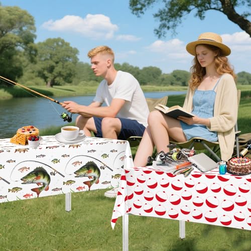 4 Pack Fishing Table Cloths - Bass Theme Party Decorations, 51.2" x 87"