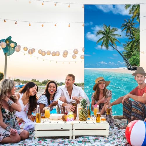 Tropical Beach View Door Banner - Summer Party Backdrop 35x71