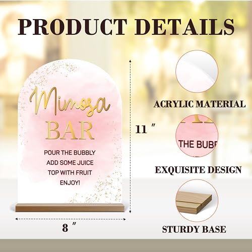 Elegant Acrylic Mimosa Bar Sign with Holder for Events
