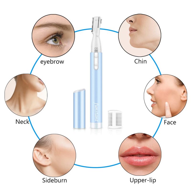 Funstant Eyebrow Trimmer, Precision Electric Eyebrow Razor for Women Battery-Operated Facial Hair Remover with Comb No Pulling Sensation Painless for Face Chin Neck, Upper-Lip, Peach-Fuzz (Puple.1.)