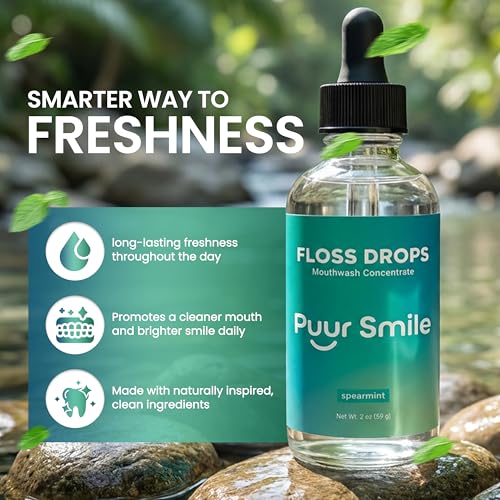 Puur Smile Concentrated Floss Drop Serum, Spearmint - 2oz Water Flosser Additive