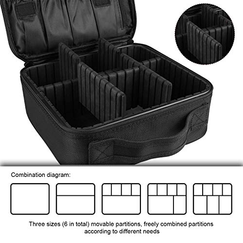 Bvser Black Travel Makeup Case & Organizer Bag with Dividers