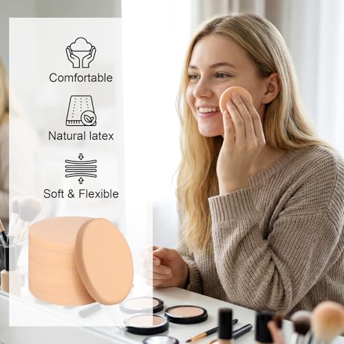 12 PCS Nude Round Makeup Sponges for Foundation & Blending