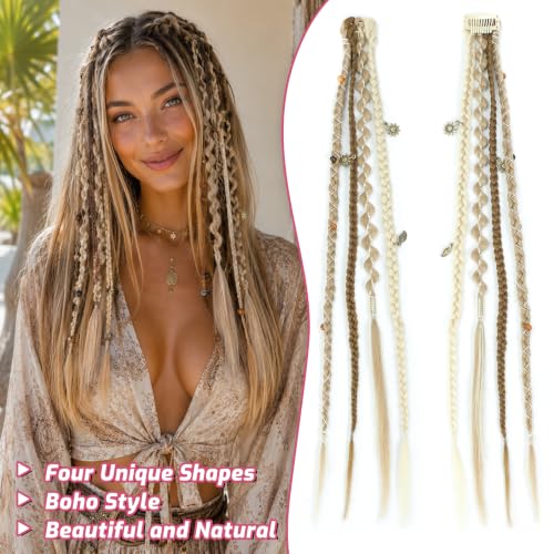 Perience 16" Boho Clip-in Braid Hair Extensions - Medium & Light Blonde