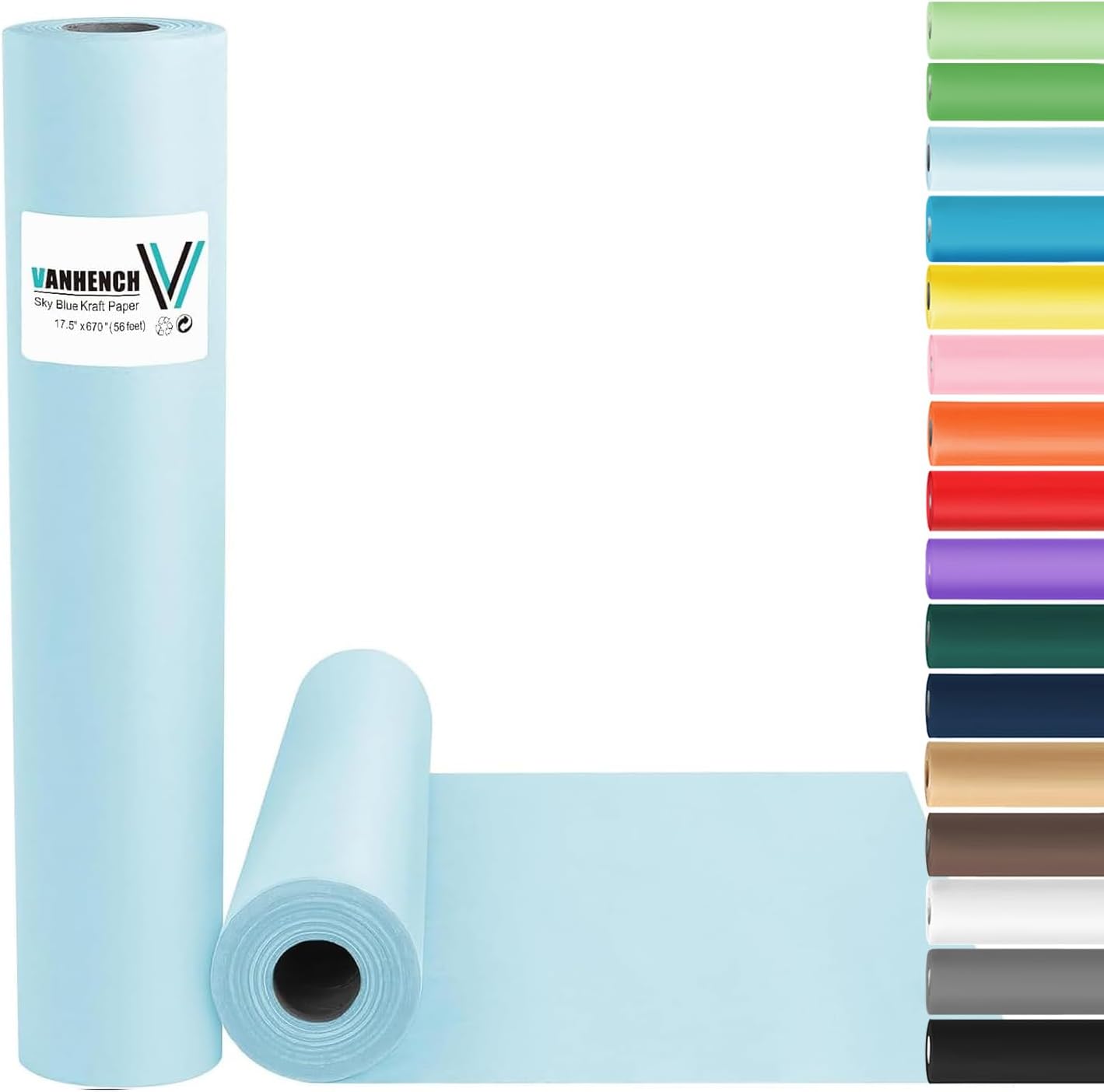 Brown Wrapping Paper Roll - Craft Kraft Packing Paper 17.5"x1200" for Gifts, Arts, & Moving Supplies | 70GSM