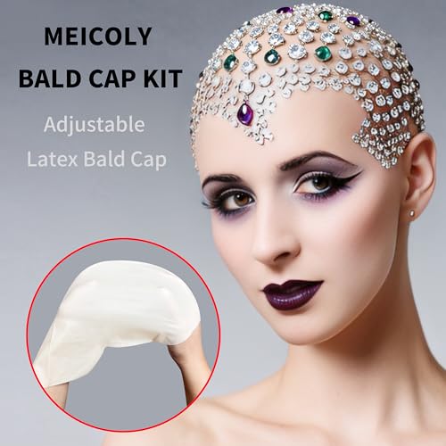 MEICOLY Bald Cap Kit for Halloween & Cosplay - 10PCS SFX Makeup Set