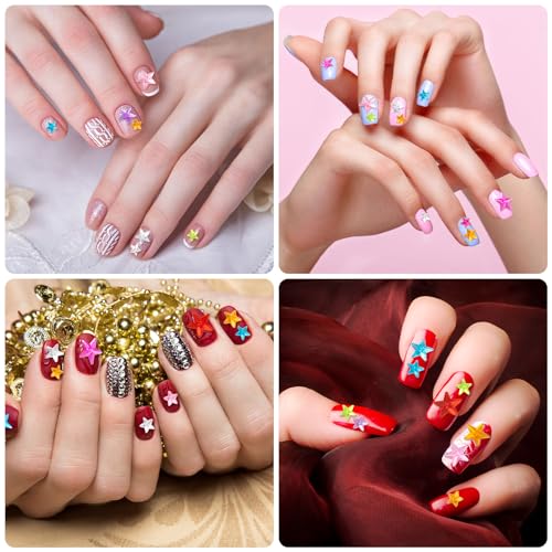 OIIKI Colorful Star Face Gem Stickers - 352pcs Rhinestones for Makeup