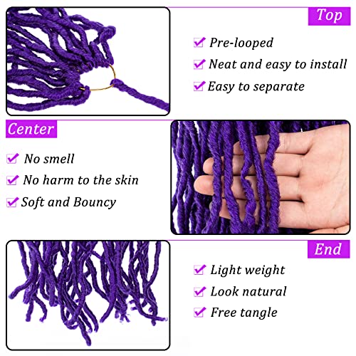 ZRQ 24 Inch Purple New Soft Faux Locs Crochet Braiding Hair - 7 Packs