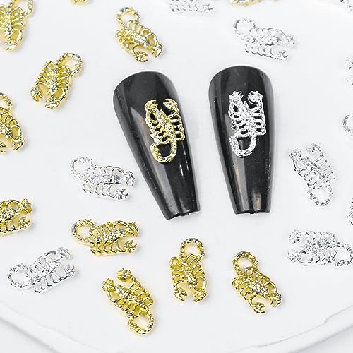 DANNEASY 30Pcs 3D Scorpion Nail Charms – Scorpion-Shape Alloy Nail Art, Flat-Back, Gold/Silver/Rose Gold/Black, Variation: Scorpion Series 3