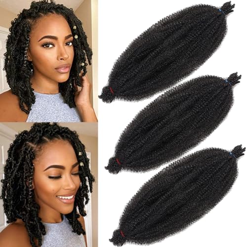 XTREND 8 Inch Pre Fluffed Afro Twist Hair - 3 Pack Natural Black 1B#