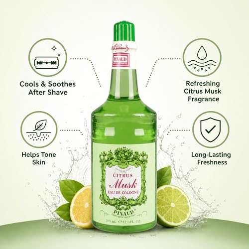 Clubman Pinaud Citrus Musk Aftershave Cologne, 12.5 oz - Refreshing & Toning
