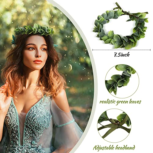 2 Pcs Christmas Floral Crown Headbands - Boho Leaf & Berry Hair Accessories