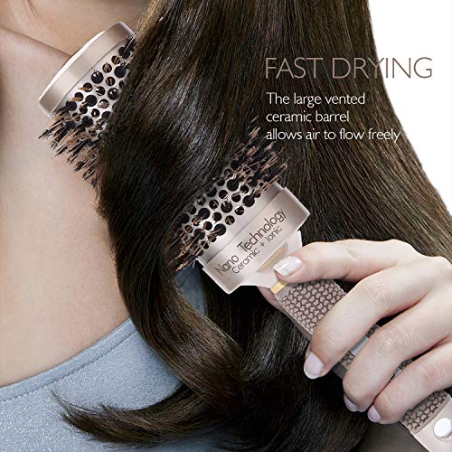 Baasha Large Round Hair Brush with Boar Bristles - 3 Inch Vented Ceramic Barrel for Long Hair