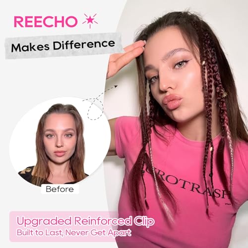 REECHO 16" Boho Clip-In Braid Extensions with Beads & Charms - 2PCS Set
