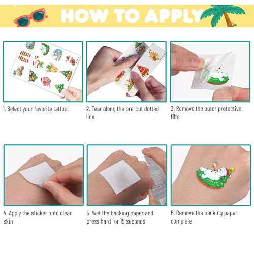 60 PCS July Xmas Temporary Tattoos for Kids | Summer Holiday Fun