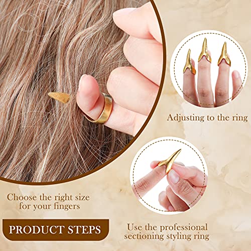 Hair Parting Rings Set with Steel Comb - 9 Pieces for Braiding