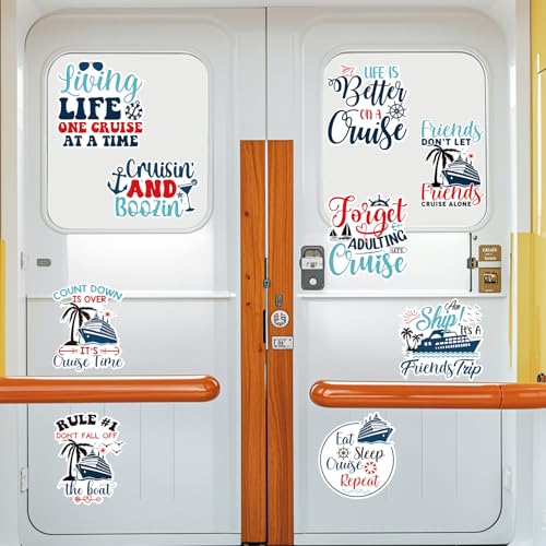 Cruise Door Magnets - 9PCS Funny Nautical Stickers for Cabin Decor