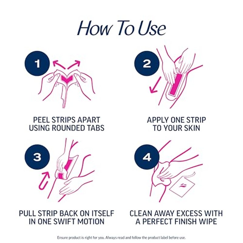 VEET Ready-To-Use Waxing Kit For Women | Wax Strips For Body Hair Removal, Wax Kit For Ingrown Hair Treatment, Personal Care Product, Hair Remover | 40ct Waxing Strips, 4ct Body Wipes
