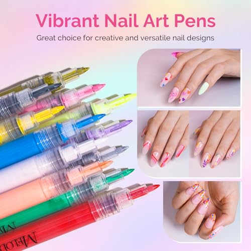 MelodySusie Nail Art Pens Set - 12 Colors, 0.7MM Precision for DIY Designs