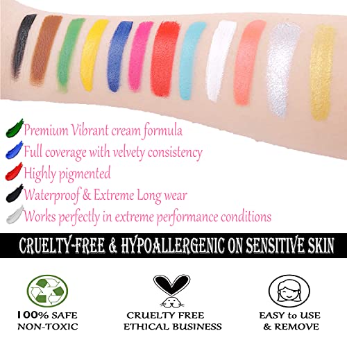 CCbeauty 12-Color Professional Oil-Based Face and Body Paint Palette Kit