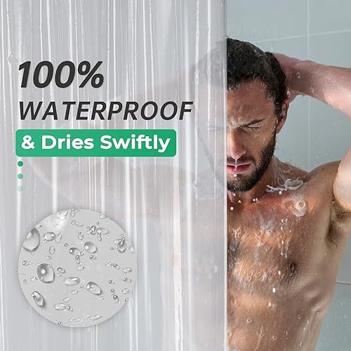 AmazerBath Heavy Duty Clear Shower Curtain Liner 60x60 Inches