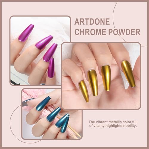Artdone 24Jars Chrome Nail Powder Kit | Metallic & Holographic Effects
