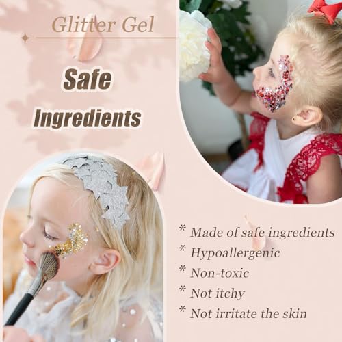 Chunky Face & Body Glitter Gel - Multi-Color Sparkles for Makeup