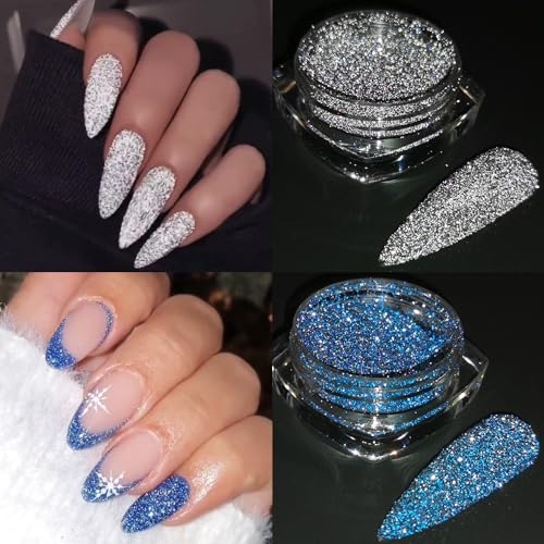 8-Color Reflective Glitter Powder Set for Nail Art - Fcozpjk