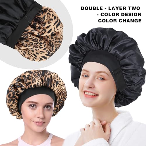 Silk Bonnet for Sleeping - Double Layer Adjustable Satin Cap