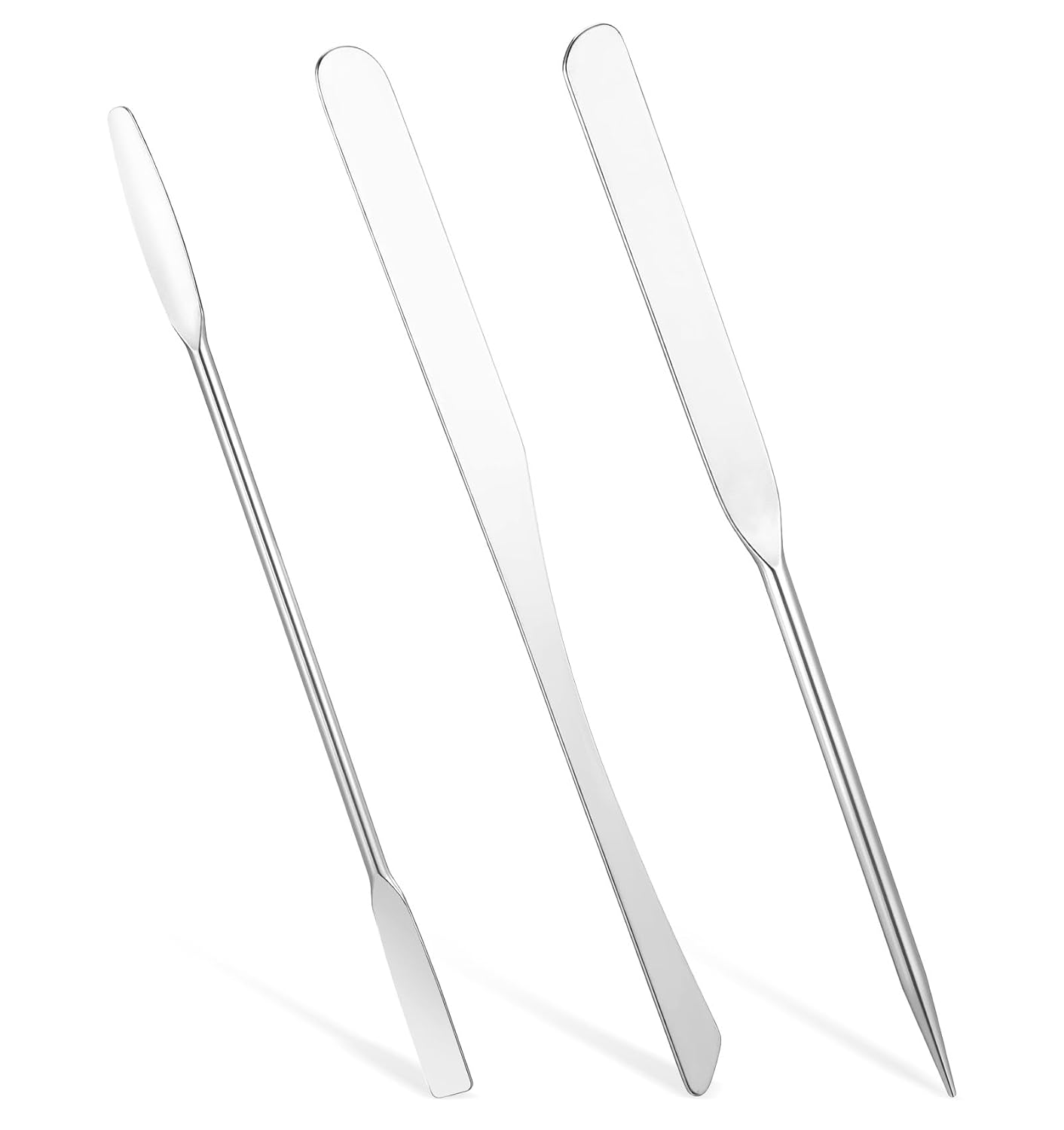 Makeup Spatula Set - 3Pcs Double-Edged Metal Applicators for Even Foundation & Face Cream Application | Assorted Styles