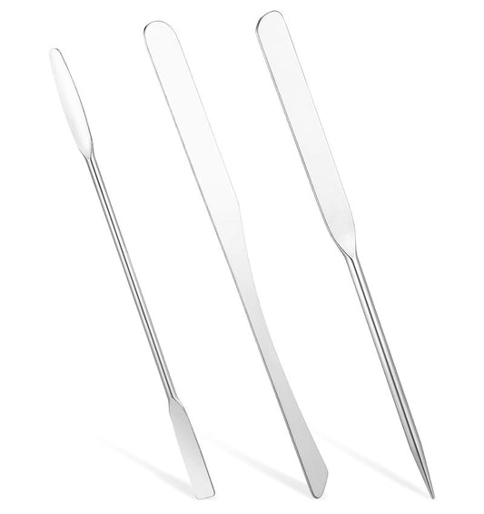 Makeup Spatula Set - 3Pcs Double-Edged Metal Applicators for Even Foundation & Face Cream Application | Assorted Styles