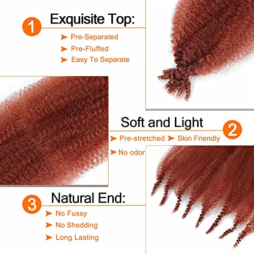 RENJOING 24 Inch Ginger Springy Afro Twist Hair - Pre-Separated Synthetic