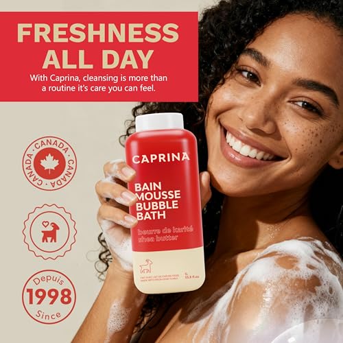 Caprina Goat’s Milk Bubble Bath 1L - Hydrating Relaxing Foam, Moisturizing, Made in Canada