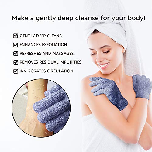 Exfoliating Shower Gloves for Men and Women - 2 Pairs
