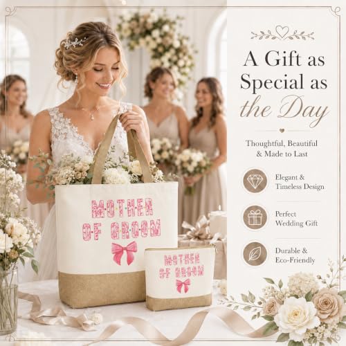 Wedding Canvas Tote Bag and Makeup Bag Set for Bridesmaid Gifts