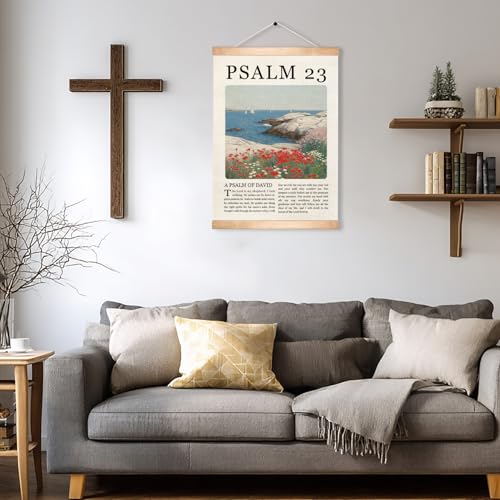 Christian Wall Art Canvas - Psalm 23 Scripture Decor, 18.5x14 Inch