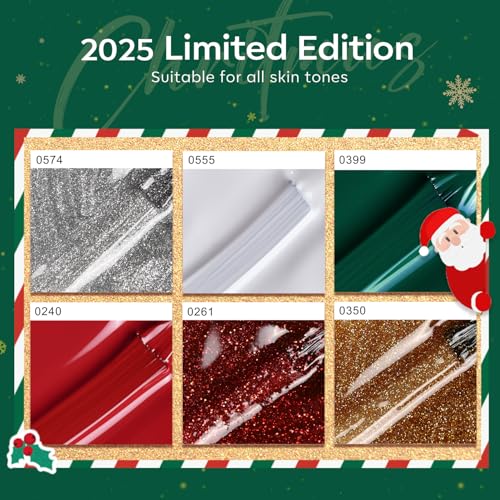 Modelones Glitter Gel Nail Polish Set Christmas Gift - 6 Colors, Long-Lasting
