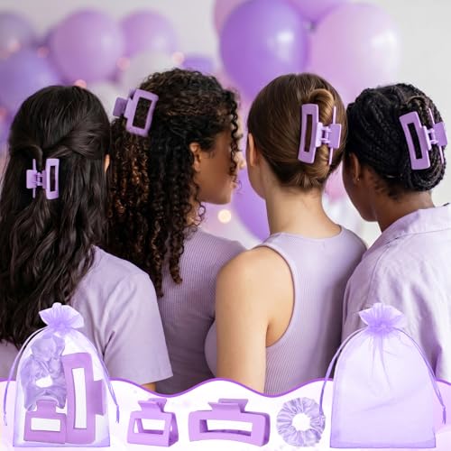 Purple Hair Claw Clips & Scrunchies Set - 24 Pcs for Women