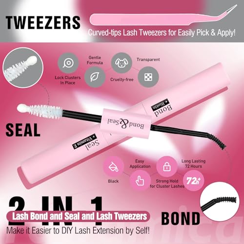 Yawamica Fluffy Mink Lash Extension Kit 300pcs DIY 10-20mm Volume Lashes with Bond & Remover