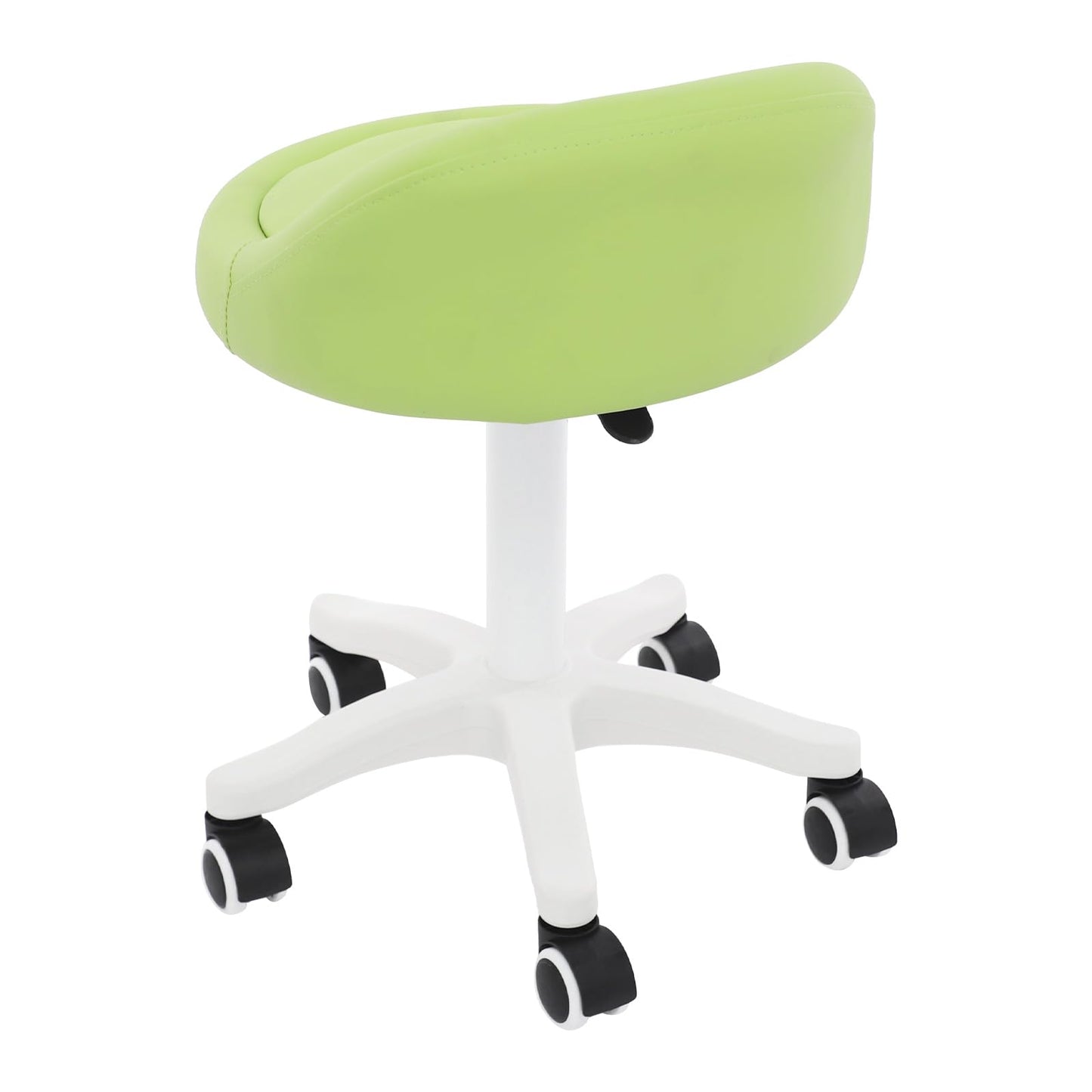 Titunjian Rolling Stool Chair with Backrest Round PU Leather Swivel Salon Stool Adjustable Height Drafting Tattoo Office Chair for Spa Salon Tattoo Massage Dental Office (Green)