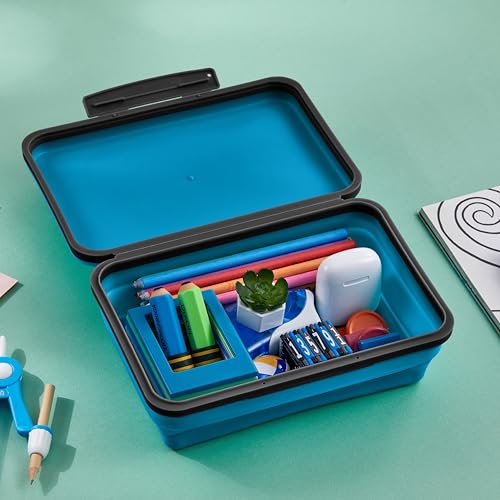 It's Academic Flexi Storage Pencil Box - Expandable Blue Organizer